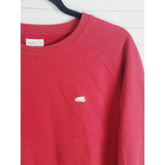 ROOTS 73 ATHLETICS CROPPED CREWNECK SWEAT SHIRT IN RED, SZ XL - Picture 3 of 13